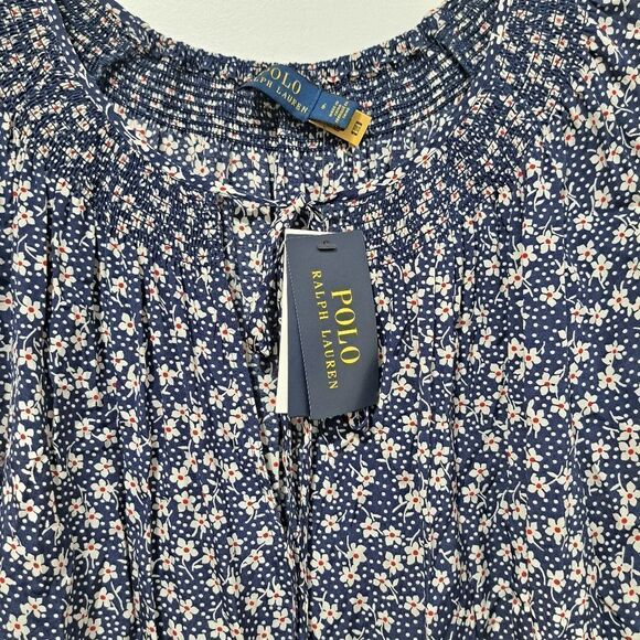 Polo Ralph Lauren Daisies Floral Print Romper Puffed Sleeve Siz 6 Blue Multi NWT - Picture 8 of 16